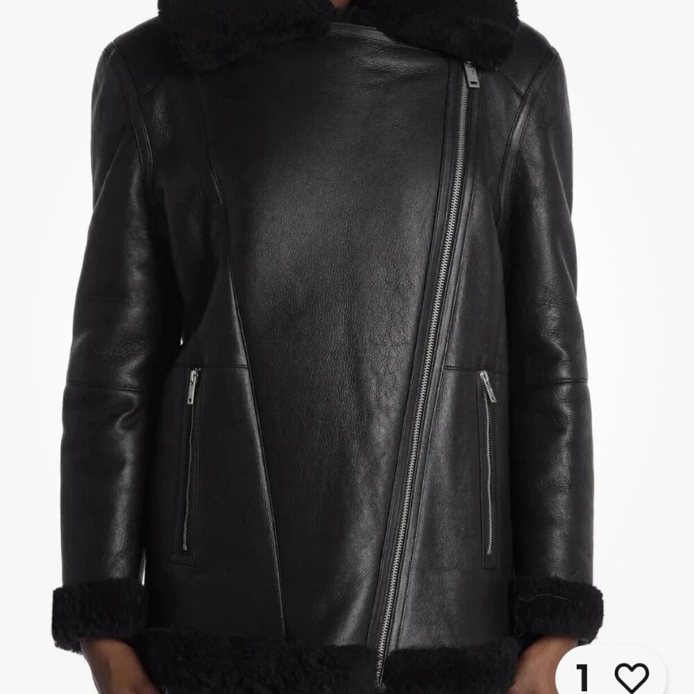 UGG ARRABELA SHEARLING MOTO BLACK LEATHER JACKET WOMEN’S SIZE L